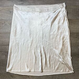 Skies Are Blue Womens Skirt Size 2X Satin Midi Beige Stretchy